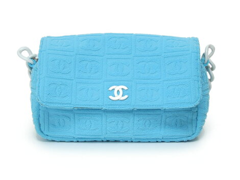 シャネル　パイル地トレーナー シャネル バッグ] CHANEL チェーンショルダー パイル地 ブルー