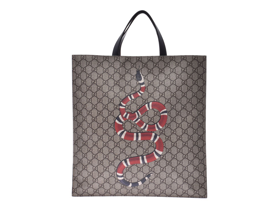 [グッチ] グッチ GGスプリーム 2WAYトートバッグ グレー キングスネーク 450950 高価買取り相場 銀蔵ブランド買取専門店