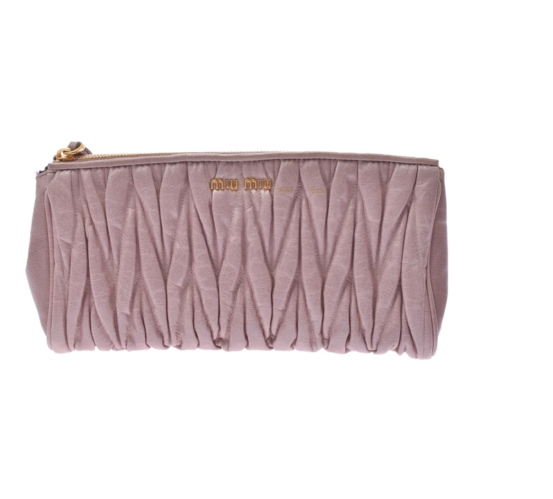 ミュウミュウ] MIUMIU マテラッセ ピンク カーフ クラッチバッグ