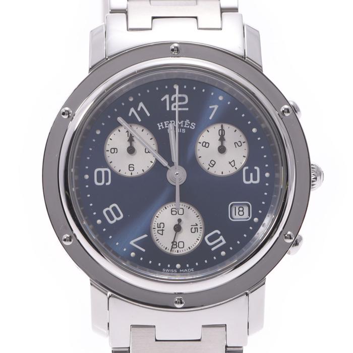 [エルメス] HERMES エルメス クリッパー クロノ CL1.910 メンズ SS 腕時計 クオーツ 青文字盤 高価買取り相場 | 銀蔵