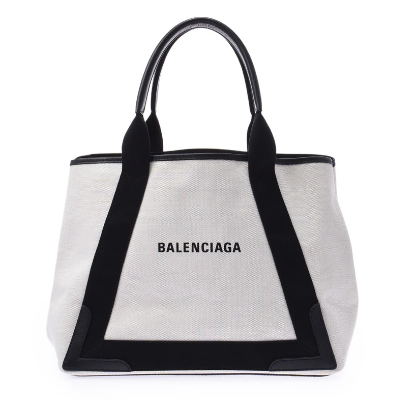 バレンシアガ] BALENCIAGA バレンシアガ ネイビーカバス 白 581292